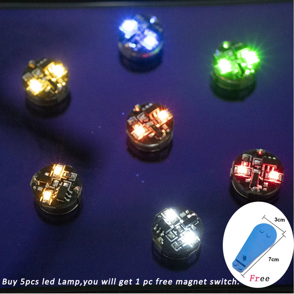 5pcs Magnetic Control Double-Led Lamp Model Plus 1pc Free Magnet Switch Diy Toys Robots for Modelling Decoration