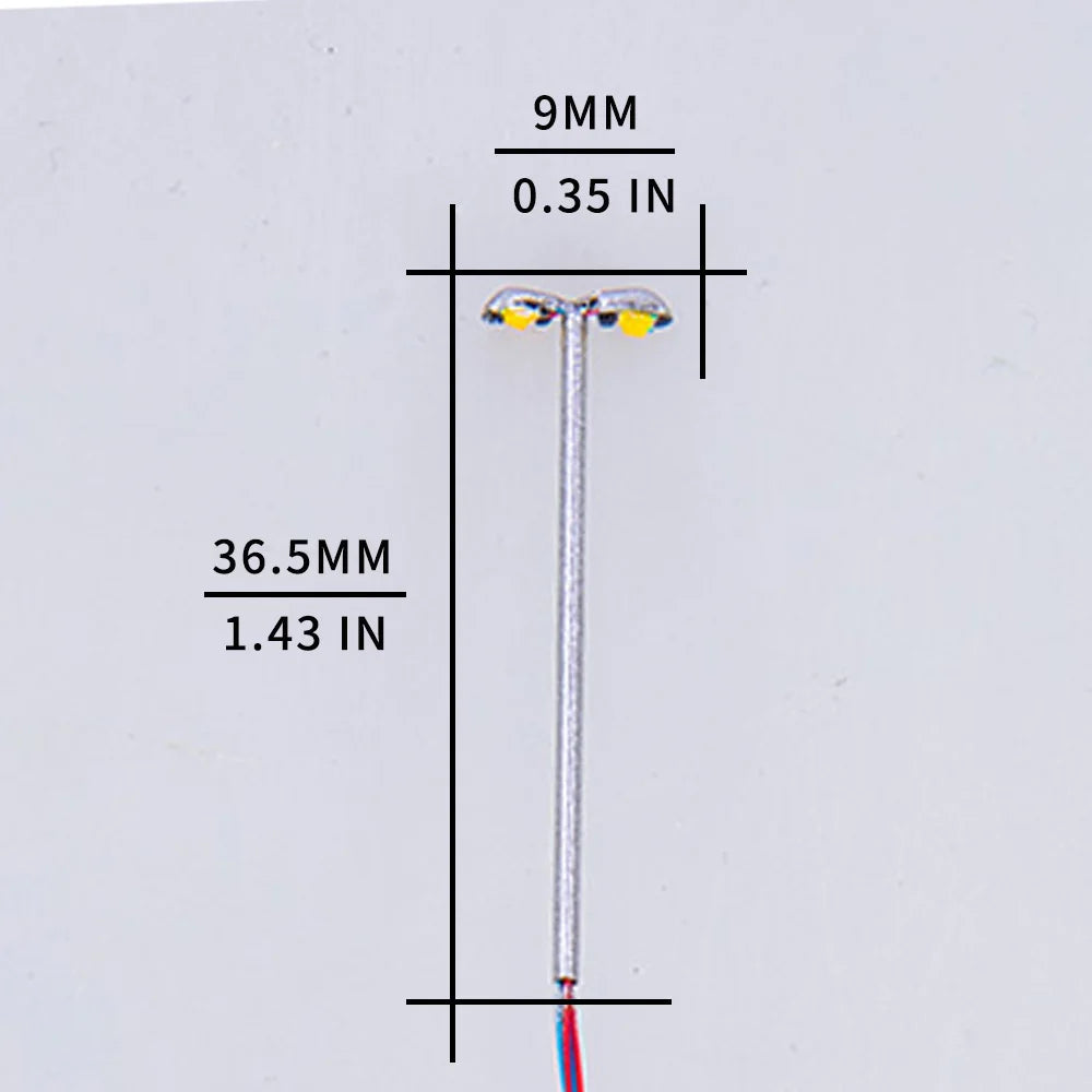 10pcs 1:500 Railway Train Lamp Model 3V Led Double-head Metal Light warmwhite Architecture Building Layout for Diorama
