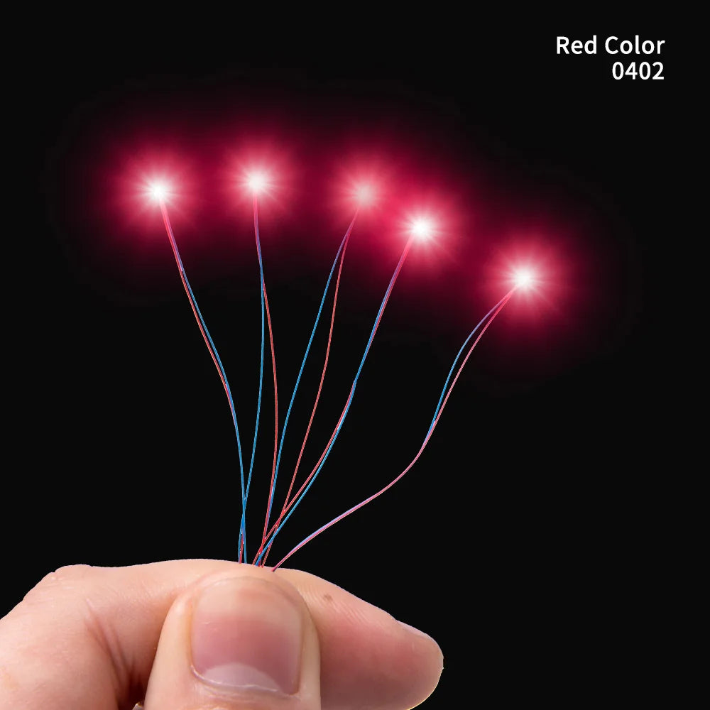 40PCS 3V Miniature Lamp Wired Led SMD 0402 Models Train Pre-Soldered Micro Litz Toys DIY Model Making Lighting Wire Length 30cm