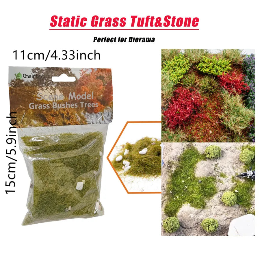 30G Miniature Static Grass Tuft&Stone for HO N OO Diy Model Making Sandtable Railway Train Layout/Military Scenery/Diorama