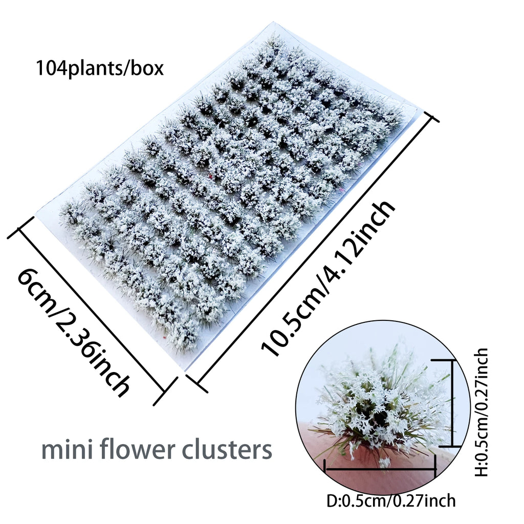 Height 0.5Cm Mini Flower Cluster Grass Tuft for Railway Train Layout/wargaming/diy Model Making/garden Landscape/diorama 104Pcs