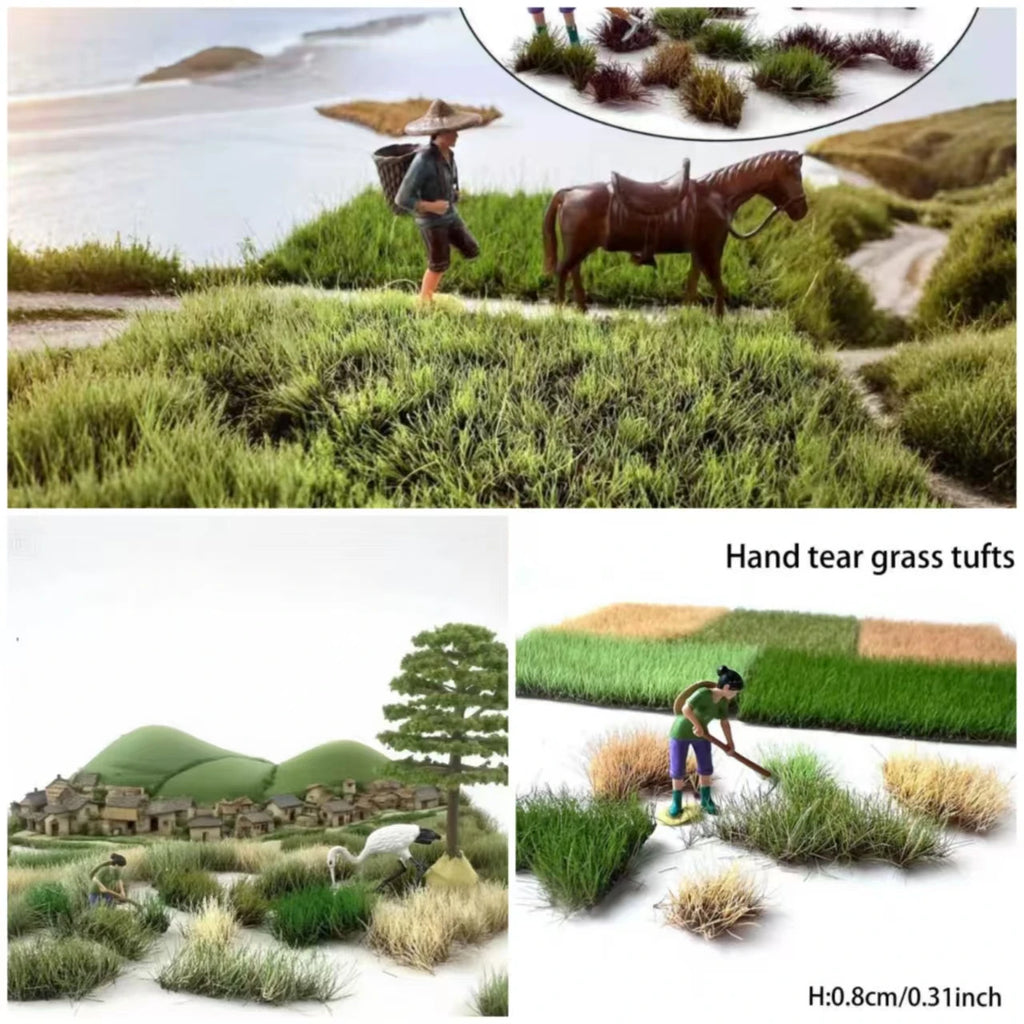 5MM 8MM 10MM HAND-TEAR Static Grass Model Grass Tufts Railway Artificial Miniature Terrain Kit for DIY Model Railway DIORAMA