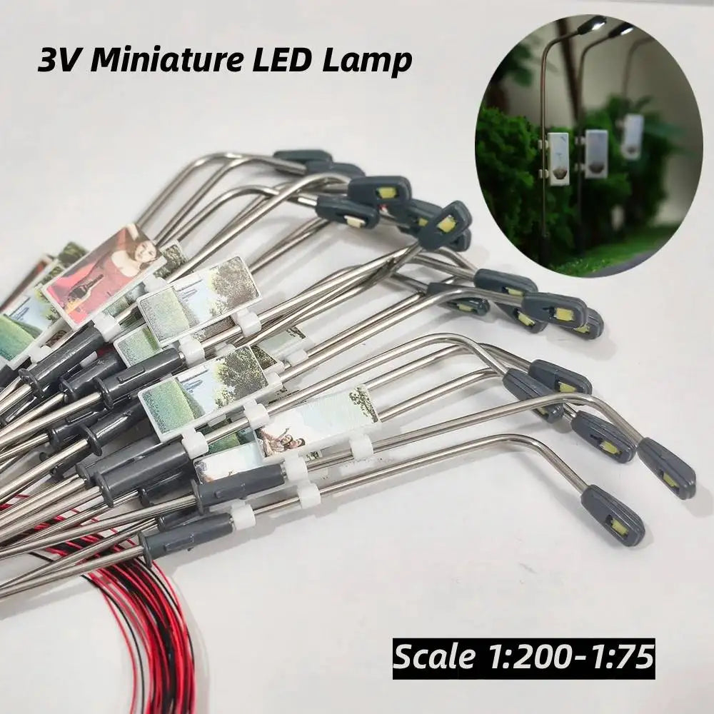 10pcs 3V Miniature Led Lamp Model Metal Billboard Light for 1/200-1/75 Railway Train Layout/Diy Sandtable Landscape/Diorama