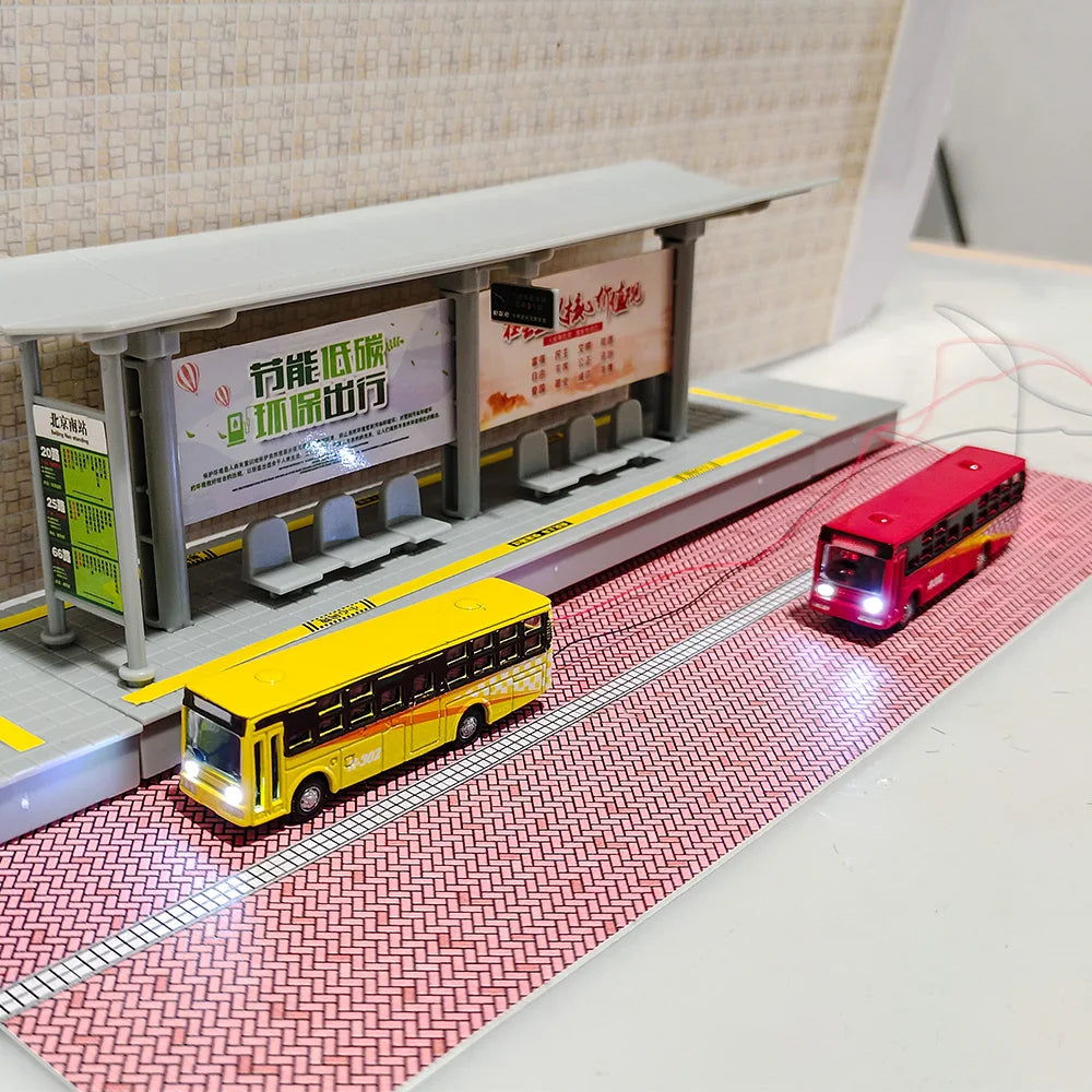 N Scale 1:150 Metal Miniature Model Bus 12V with Led light For Garden /Railway/Railroad/Train Layout/Toy DIY
