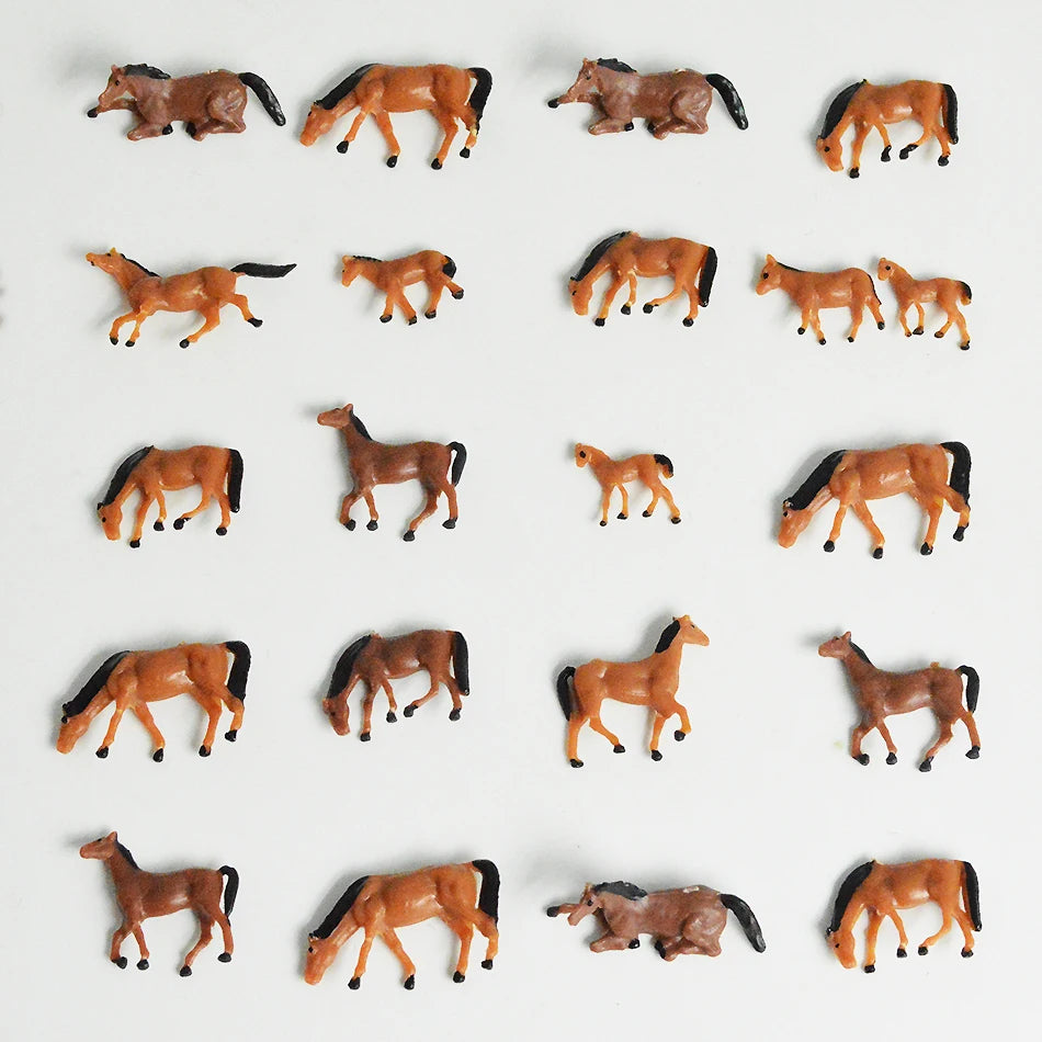 6pcs/lot Ho Scale 1:87 Miniature Horses Model Farm Animals Landscape Toys DIY Model Making for Diorama Random Poses