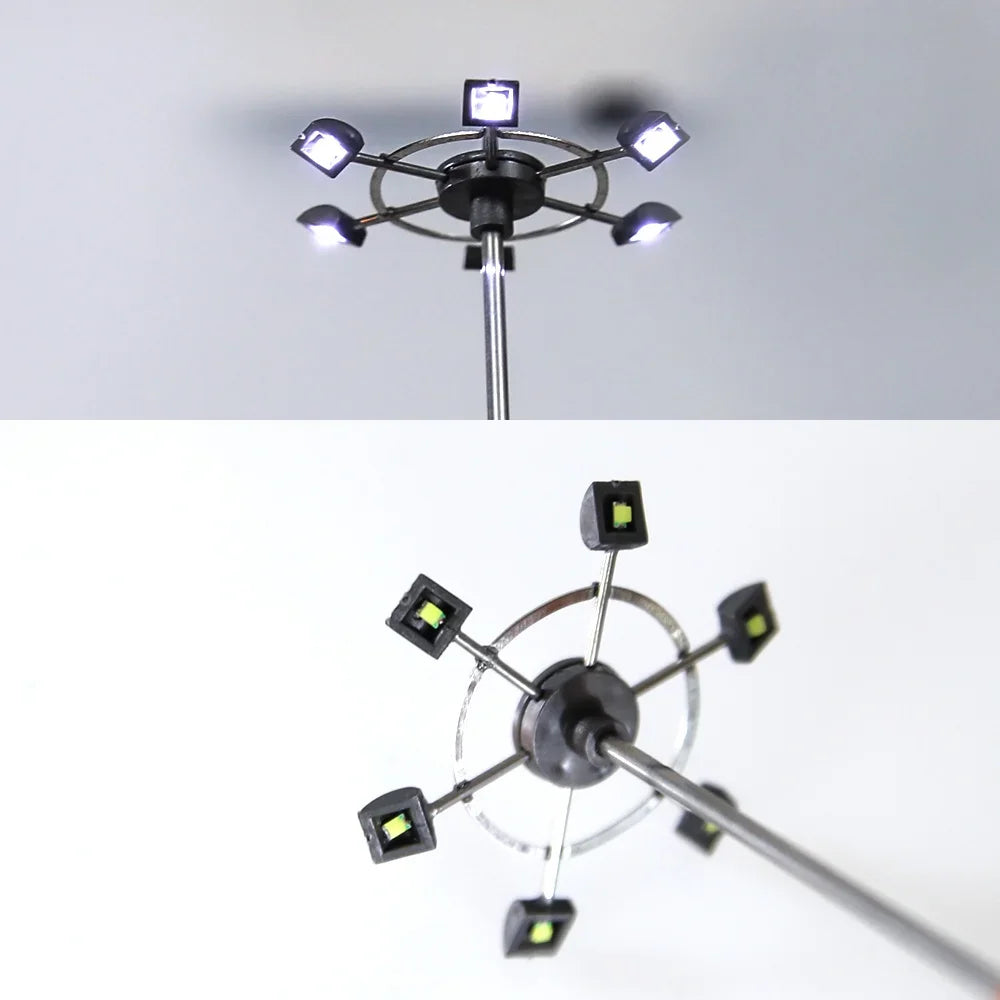 2Pcs 3V Miniature Luminous Tower Street Lamp 1:75-1:150 Model Light for Railway Train/garden/playground/stadium Overhead Lights