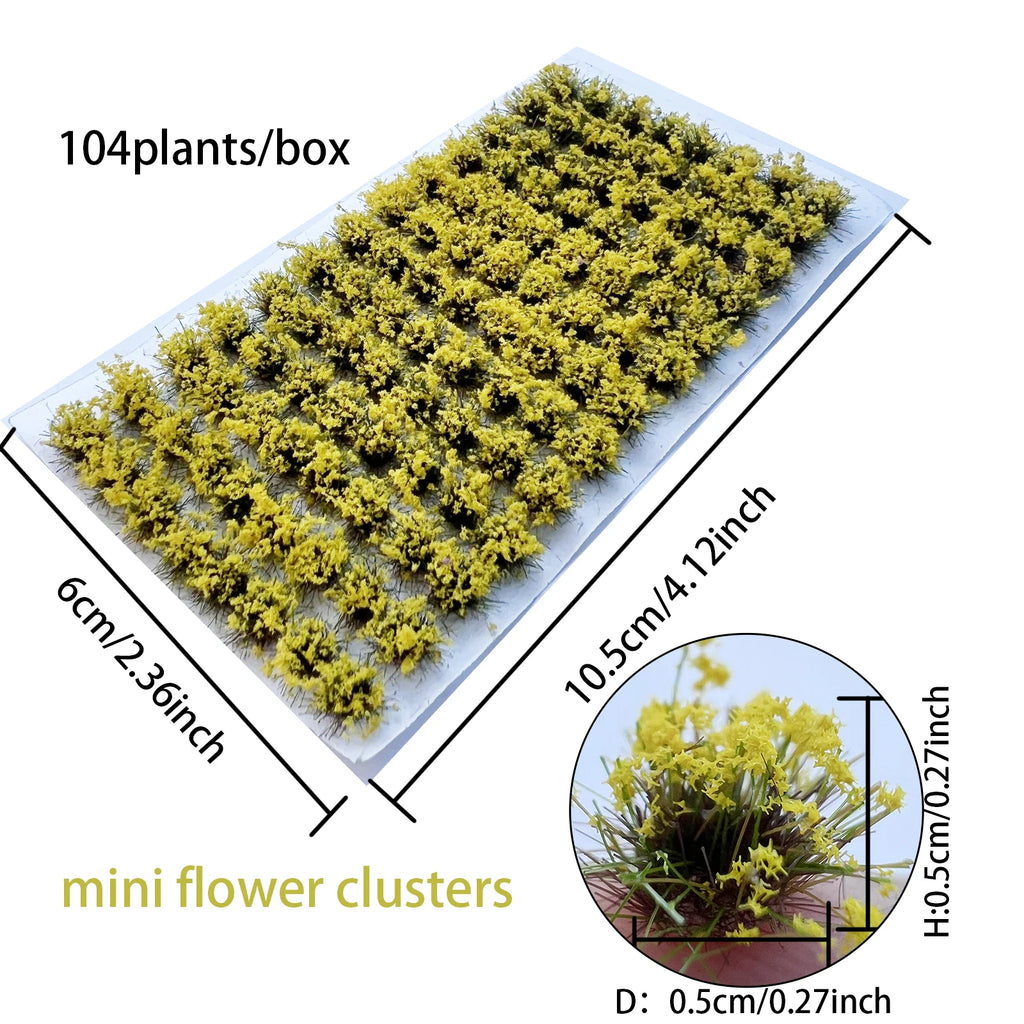 Height 0.5Cm Mini Flower Cluster Grass Tuft for Railway Train Layout/wargaming/diy Model Making/garden Landscape/diorama 104Pcs