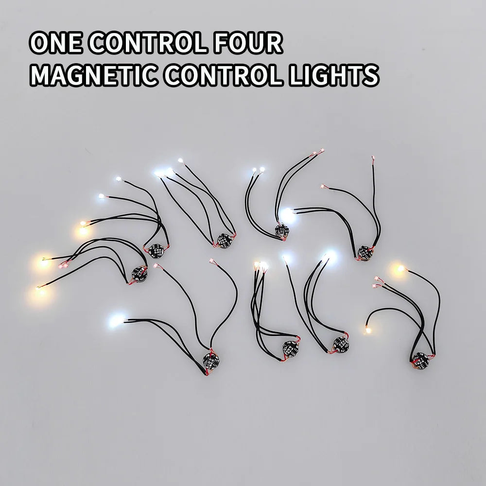 Magnetic Control Led Lamp 1Hanging 4 Mini Light for Cars/Robots/DIY Model Making with Battery