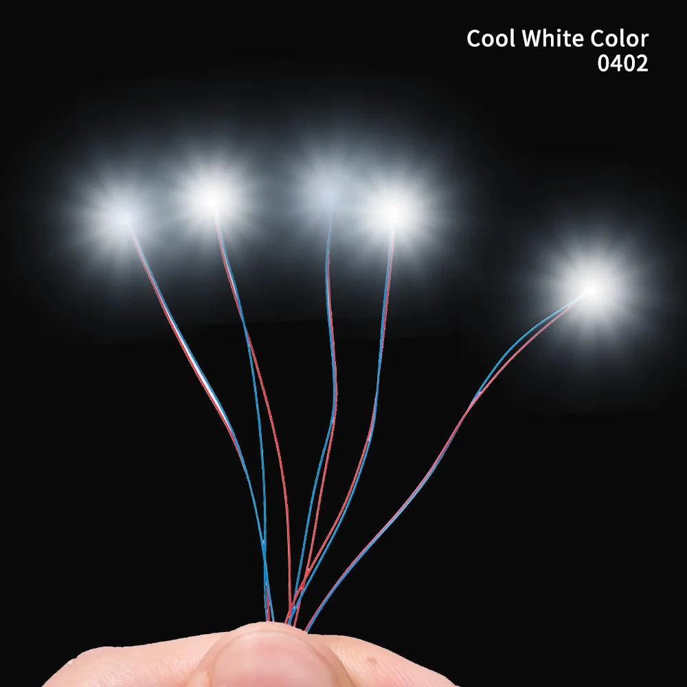 40PCS 3V Miniature Lamp Wired Led SMD 0402 Models Train Pre-Soldered Micro Litz Toys DIY Model Making Lighting Wire Length 30cm