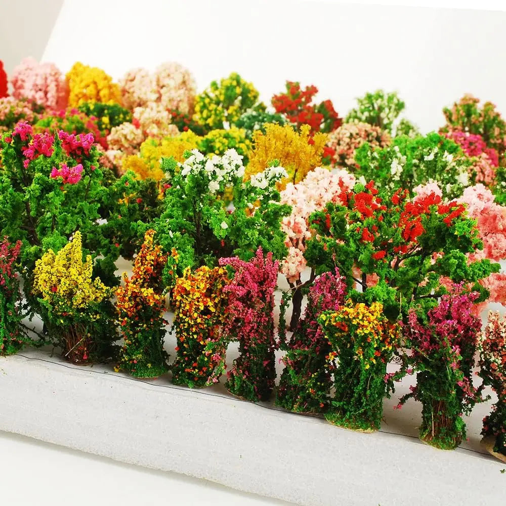 Miniature Colorful Flower Cluster Miniature Shrubs Bushes Static Grass Random Style Model Tree Scenery Accessories