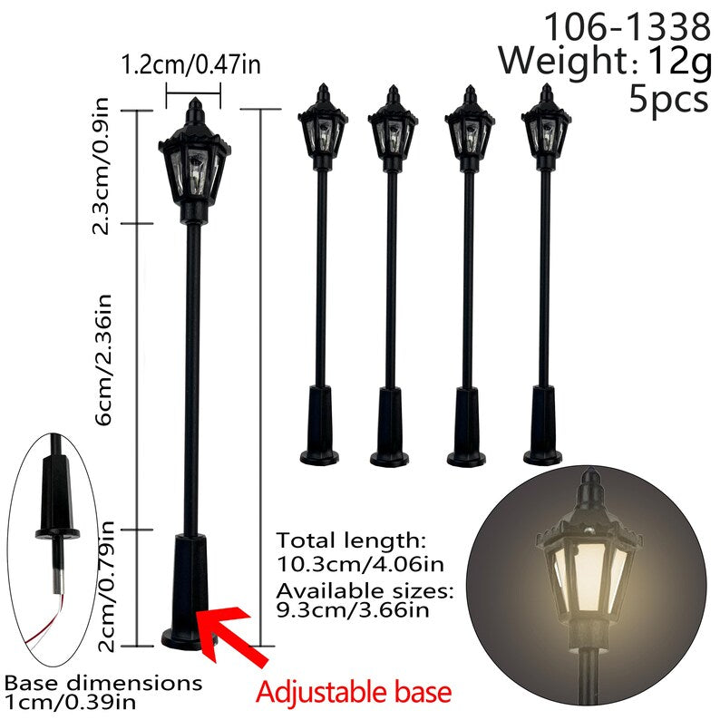 5PCS Mini LED Garden Path Lights for Diorama Dollhouse Street Railway Scenery
