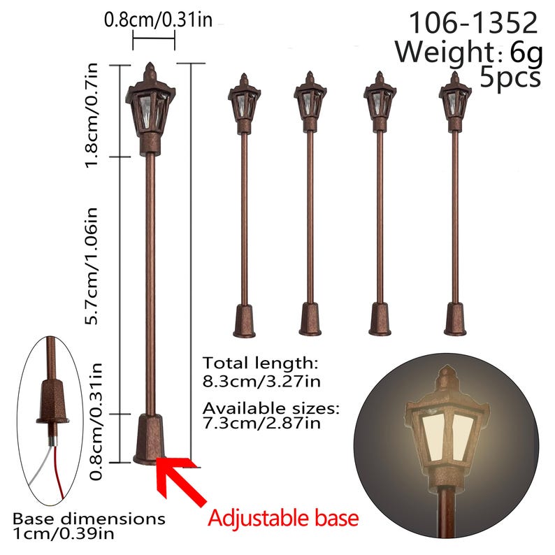 5PCS Mini LED Garden Path Lights for Diorama Dollhouse Street Railway Scenery