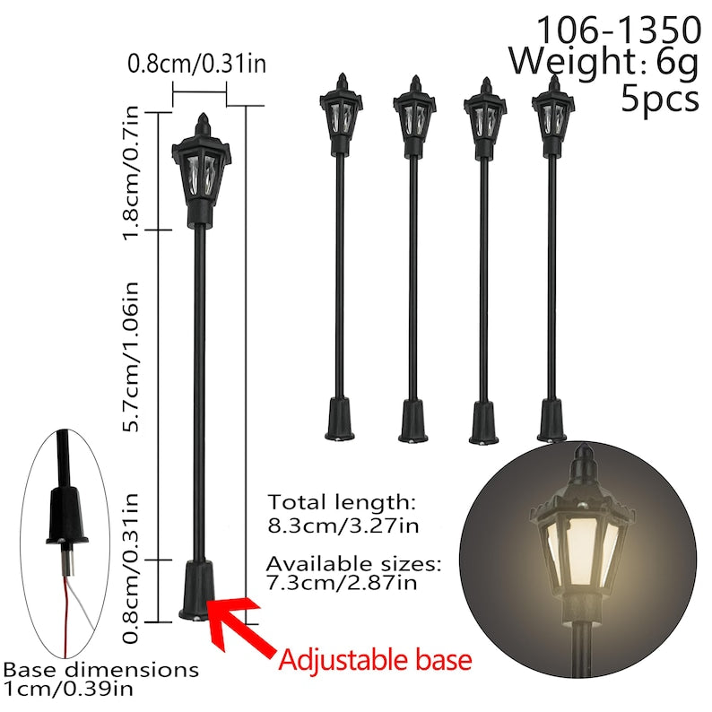 5PCS Mini LED Garden Path Lights for Diorama Dollhouse Street Railway Scenery