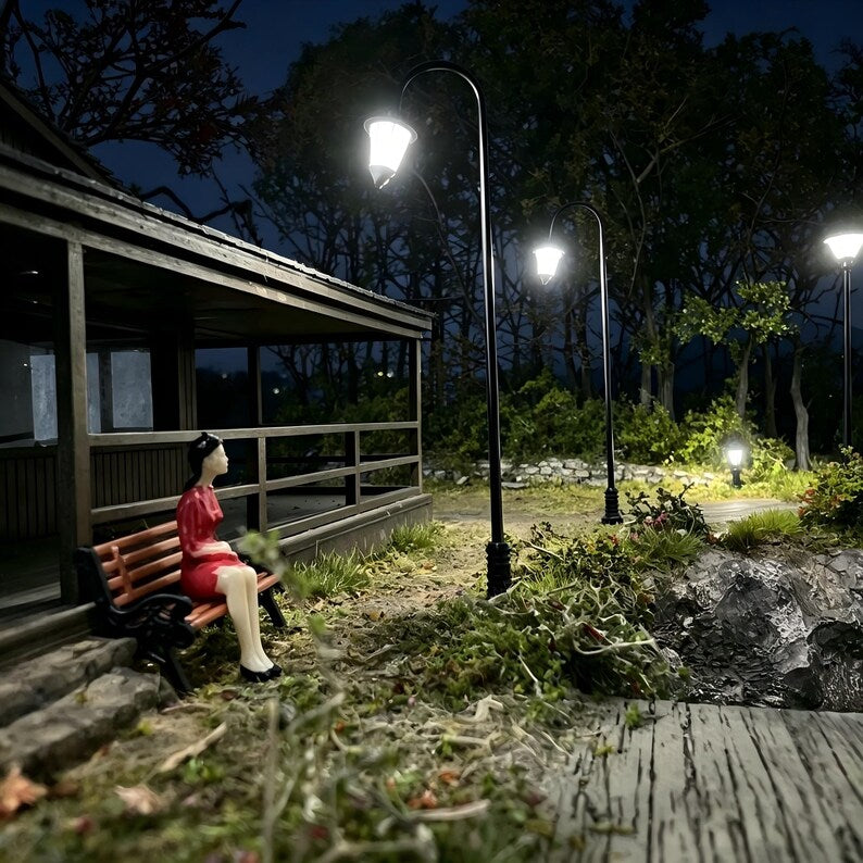 5PCS Mini LED Curved Garden Path Lights for Dollhouse Railway Diorama Scenery 3V Pre-Wired