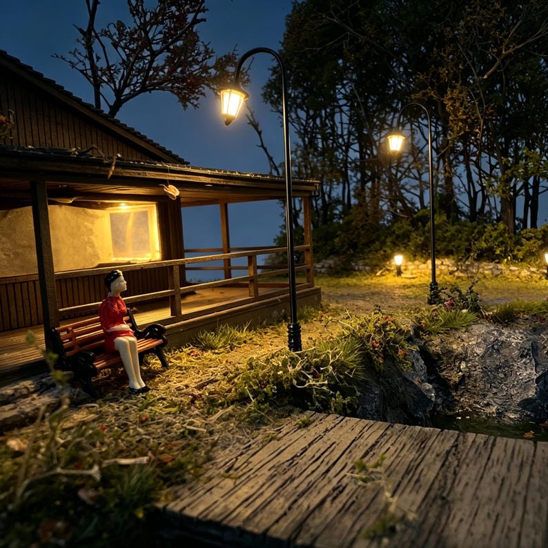 5PCS Mini LED Curved Garden Path Lights for Dollhouse Railway Diorama Scenery 3V Pre-Wired
