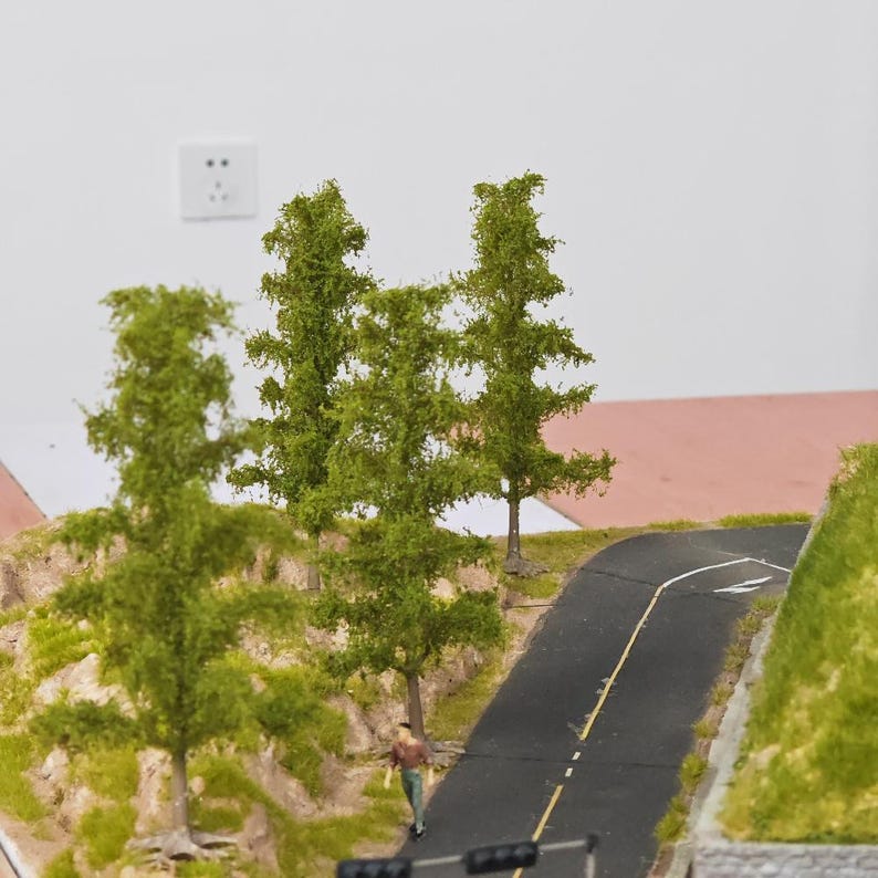 Miniature Model Tree Sets with Adjustable Detachable Bases for Railway Hillside, Diorama & Landscape Scenery