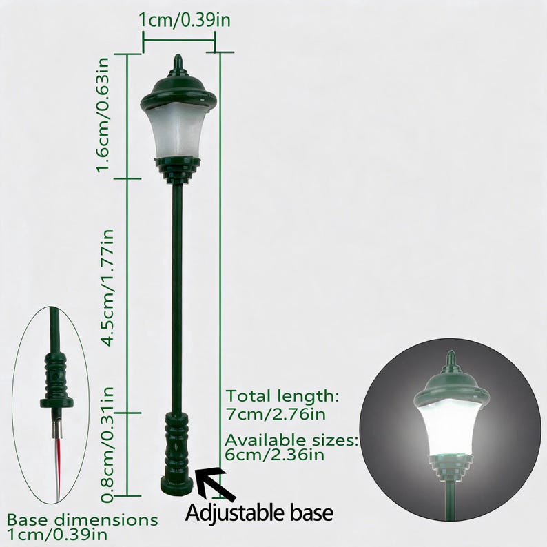 5PCS Mini LED Garden Lamps with Frosted Shade for Dollhouse Railway Diorama Landscape Lighting