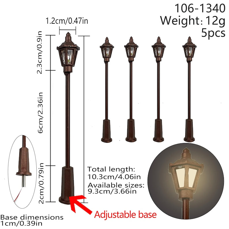 5PCS Mini LED Garden Path Lights for Diorama Dollhouse Street Railway Scenery