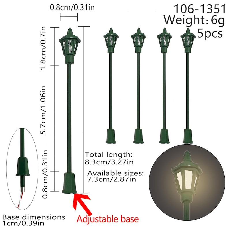 5PCS Mini LED Garden Path Lights for Diorama Dollhouse Street Railway Scenery