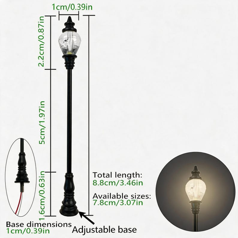 5PCS Pre-Wired Mini LED Post Lamps for Railway Diorama Street Landscape Lighting