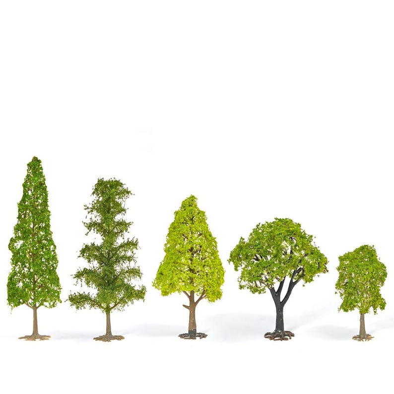 Miniature Model Tree Sets with Adjustable Detachable Bases for Railway Hillside, Diorama & Landscape Scenery