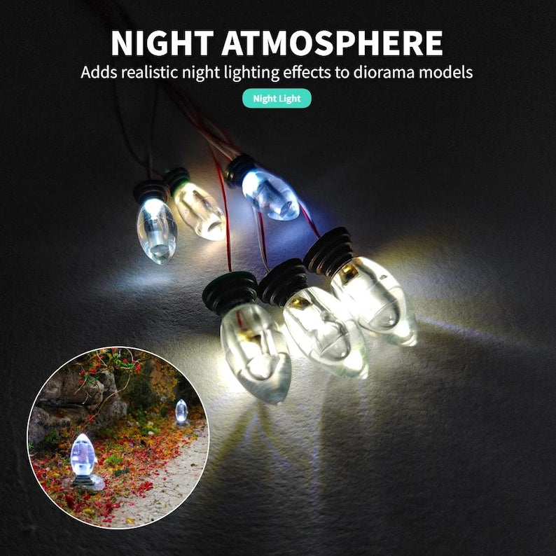 10PCS Mini LED Landscape Lamps for Diorama Park Pathway Garden Model Lighting 2 Sizes