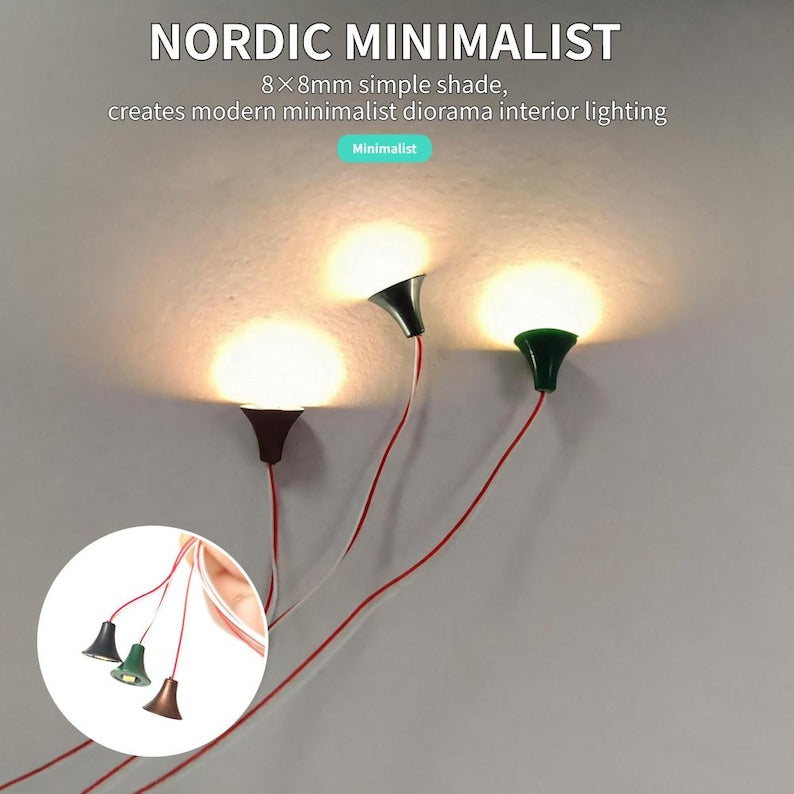 10PCS Mini LED Pendant Lamps for Dollhouse Diorama Railway Interior Ceiling Lighting 6 Styles
