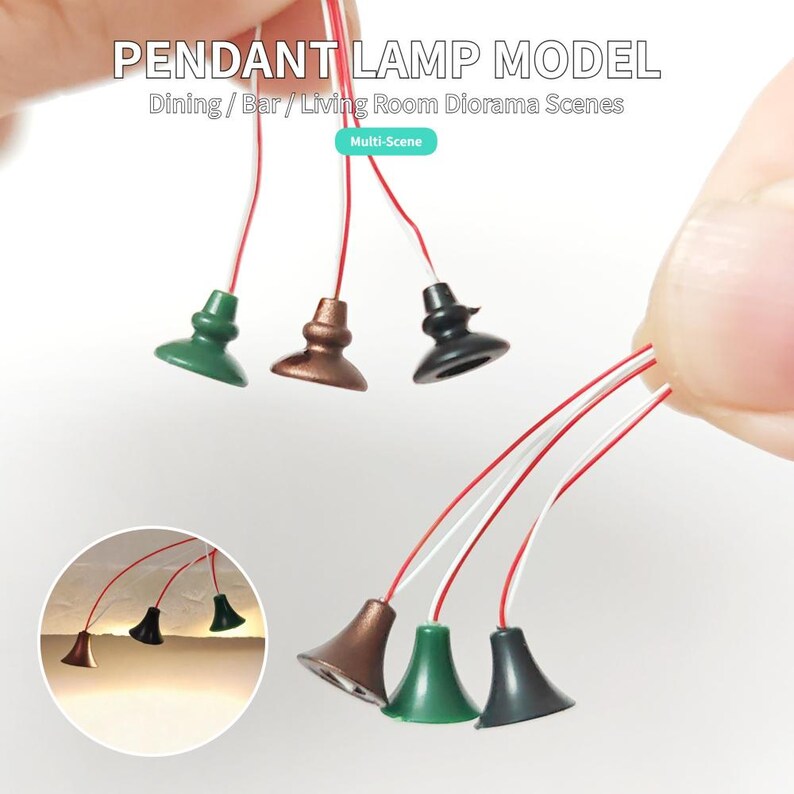 10PCS Mini LED Pendant Lamps for Dollhouse Diorama Railway Interior Ceiling Lighting 6 Styles
